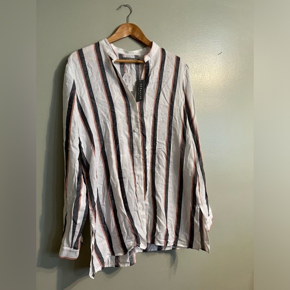 209 WST 38 New York Womens Linen Blend Long Sleeves Button Up Shirt Ivory Sz 14 - Picture 3 of 12